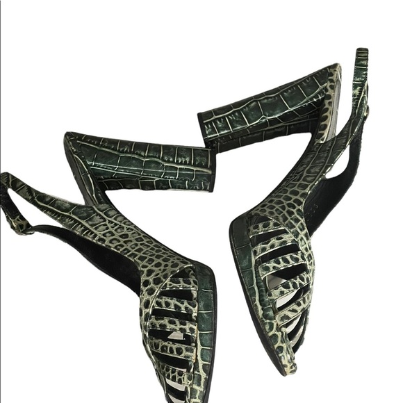 Casadei animal print green/beige heels size 8.5M - Picture 8 of 14